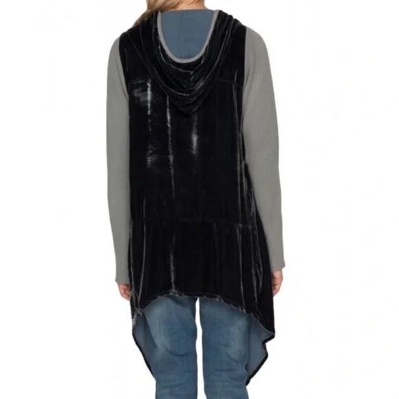 JOHNNY WAS PETE & GRETA BLACK VELVET HOODED CARDIGAN DUSTER - Picture 8 of 8